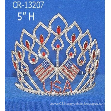 Patriotic National Flag 5 Inch American Rhinestone Crown